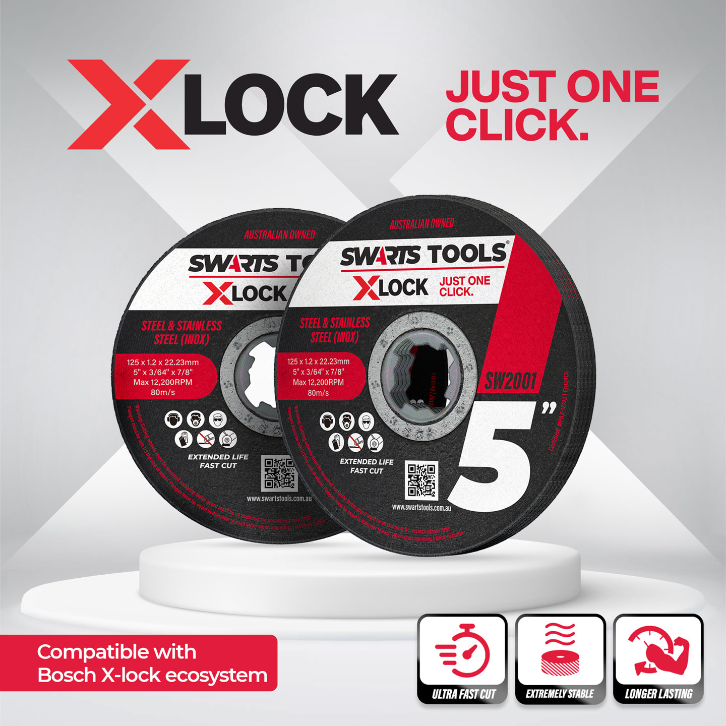 Xlock cutting discs, Just one click.