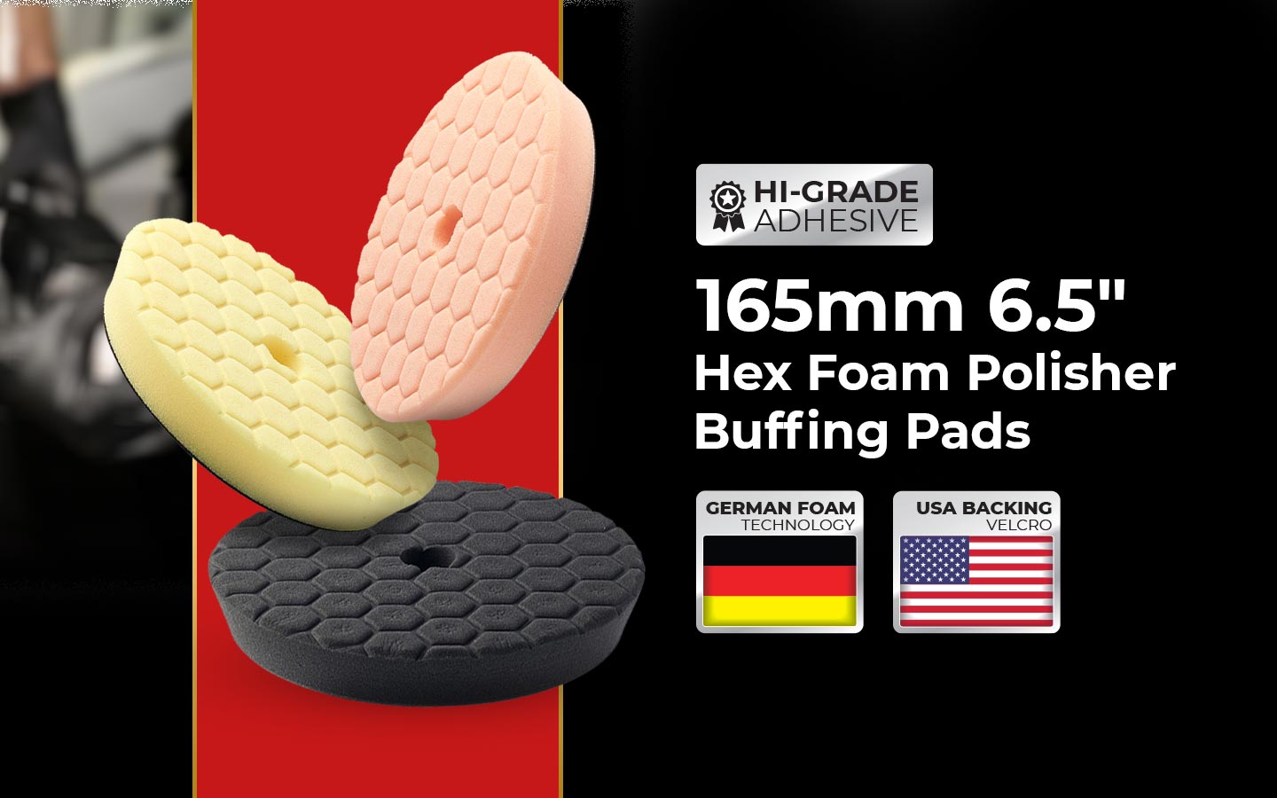 165mm  6.5inch Hex Foam polisher buffing pads