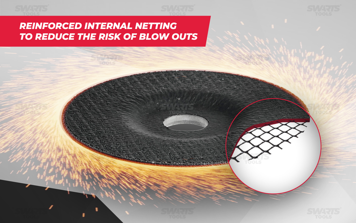 Reinforced internal netting to reduce the risk of blow outs