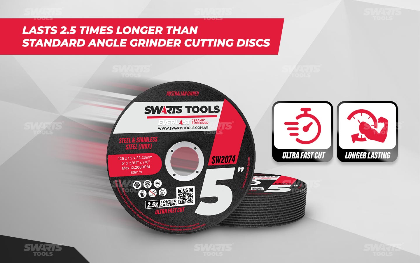 lasts 2.5 times longer than standard angle grinder cutting discs