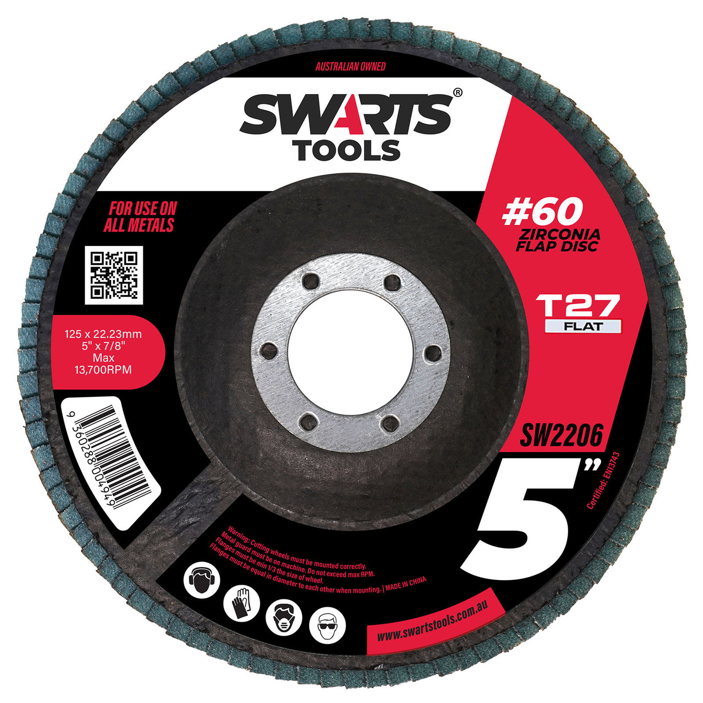 5" 125mm 80 Grit Blue Cubic Zirconia Flat Flap Wheels 10pc 