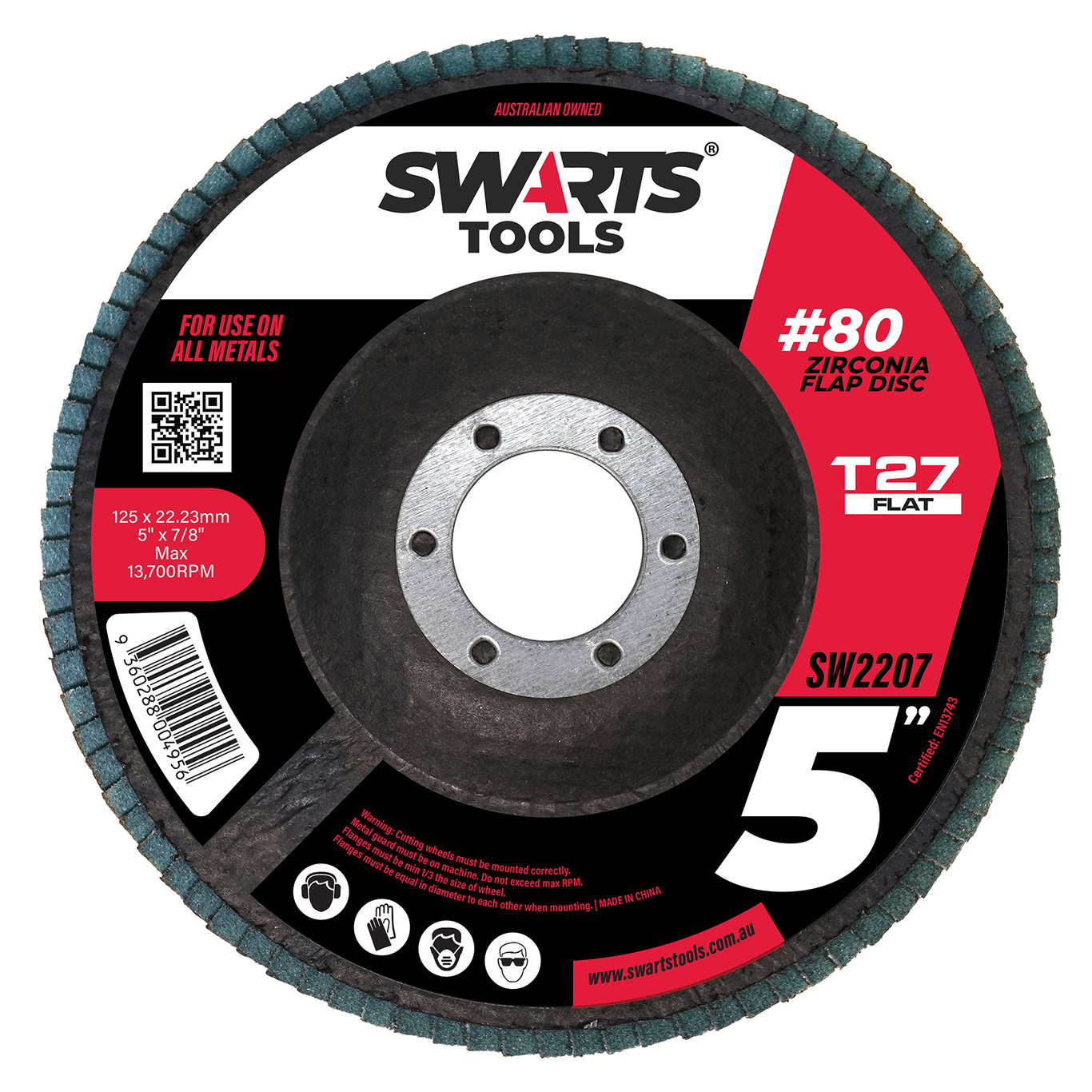 5" 125mm 80 Grit Blue Cubic Zirconia Flat Flap Wheels 50pc 