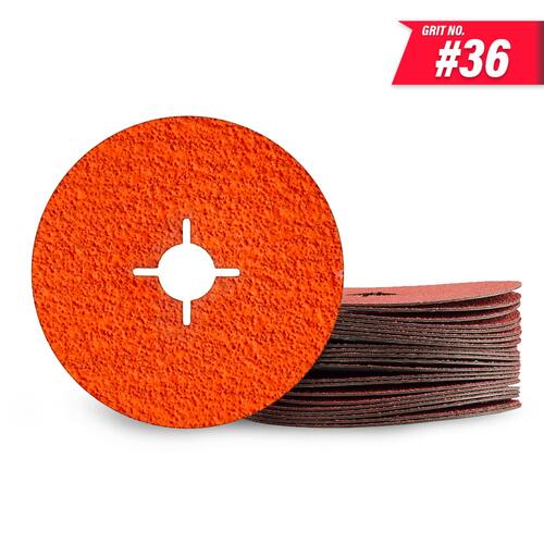 5" 125mm 36 Grit Ceramic Fibre Disc 25pc 